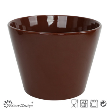 Tazón de cerámica de 13cm Sólido esmalte marrón oscuro